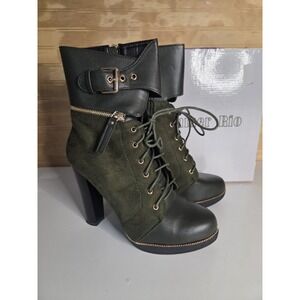 Italina Women's Green Renaissance Fair Fashion Boots Steam PUNK Buckles Sz 9